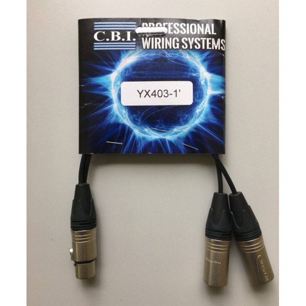 CBI Single Female XLR to Dual Male XLR Splitter Cable 1 Foot