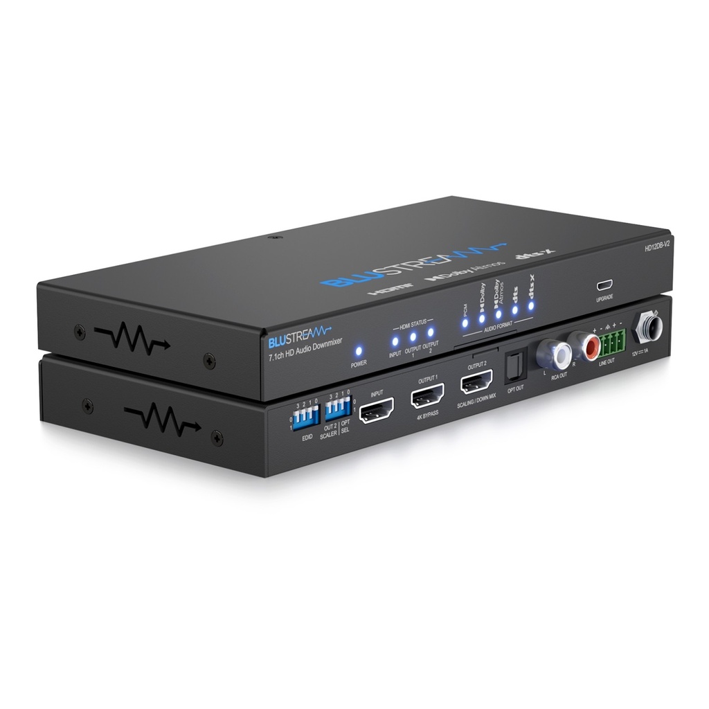[BLU-HD12DB-V2] Blustream Splitter & Scaler 7.1ch Dolby / Dts Down Mixing Dac, 2-Way Hdmi, 4K 60Hz 4:4:4
