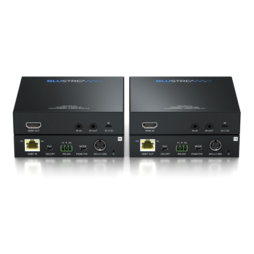 [BLU-HEX18G-KIT] Blustream Hdbt Extender Set Up To 100m, Bi-directional Ir, Hdcp 2.2, Bi-directional Poc