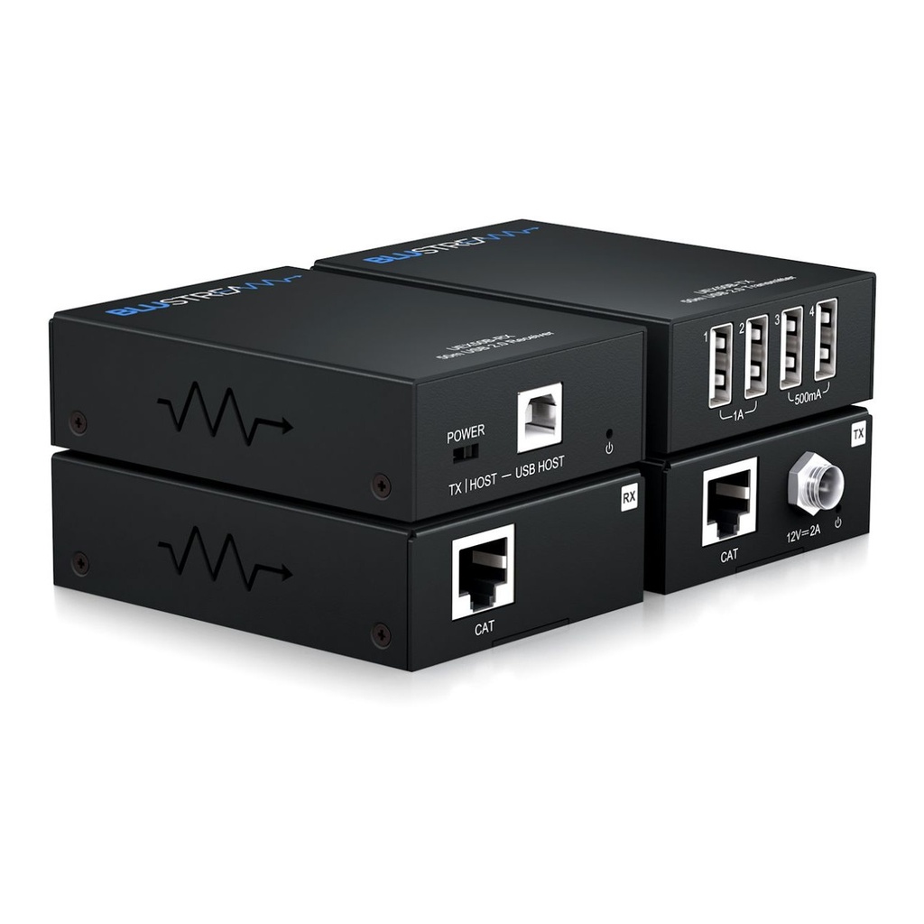 Blustream Usb 2.0 Extender Set 50m, 4x Usb-a Devices To 1x Usb-b Host, Poc