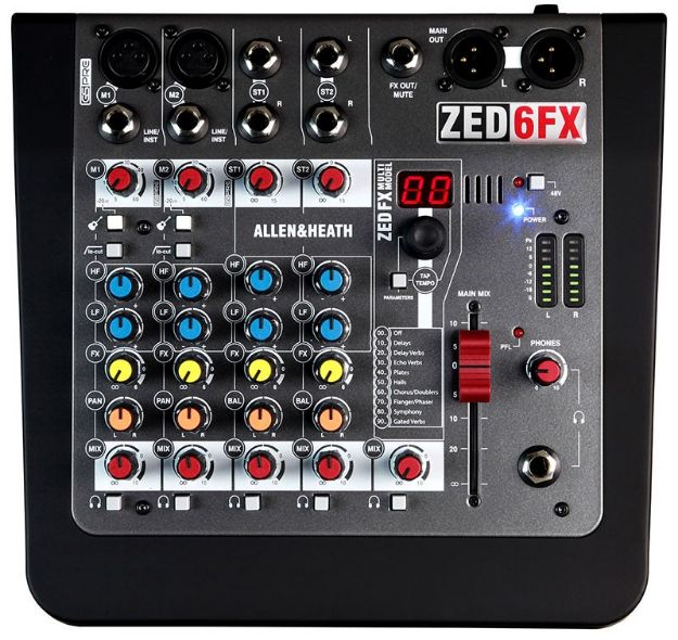 Allen & Heath ZED6FX Mixer 2 Mono+2 Stereo 1 Aux