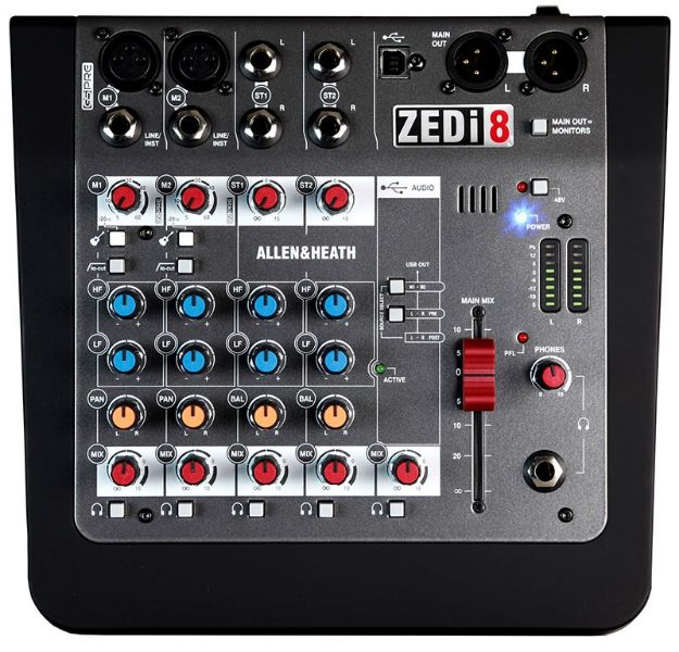 Allen & Heath ZEDi 8 Mixer 2 Mono+2 Stereo 2X2 Track USB Interface